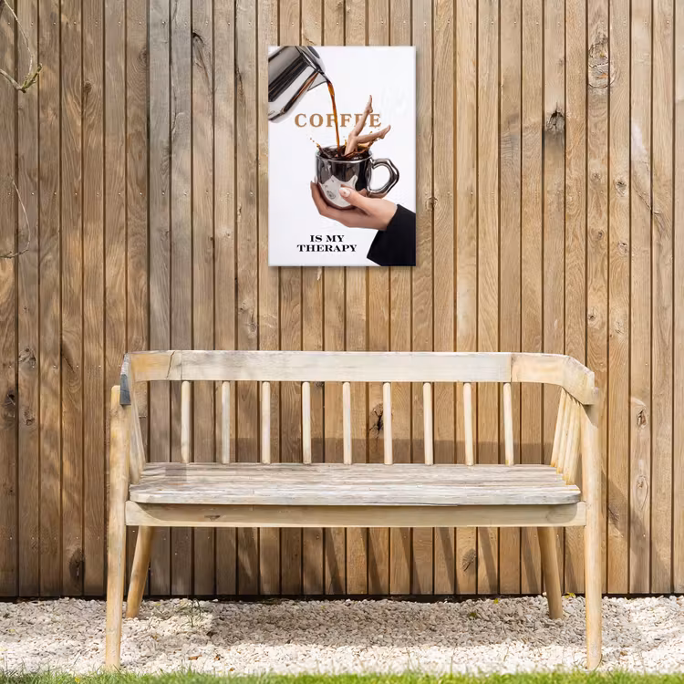 Koffie - Mok - Kan - Therapie Tuinposter op houten frame 2 cm dik klein -sfeer4