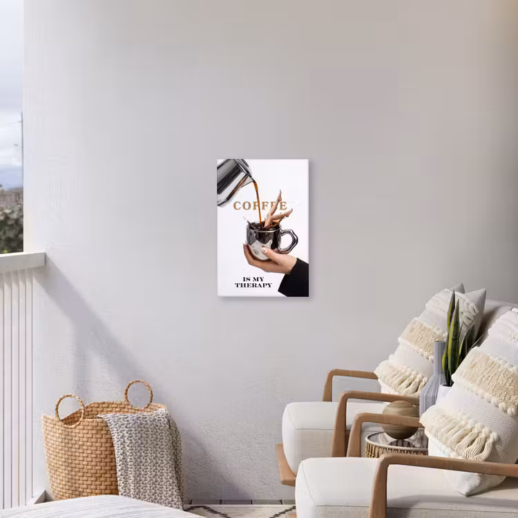 Koffie - Mok - Kan - Therapie Tuinposter op houten frame 2 cm dik klein -sfeer1