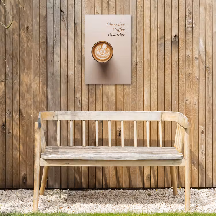 Koffie - Obessive Coffee Disorder - Beige Tuinposter op houten frame 2 cm dik klein -sfeer4