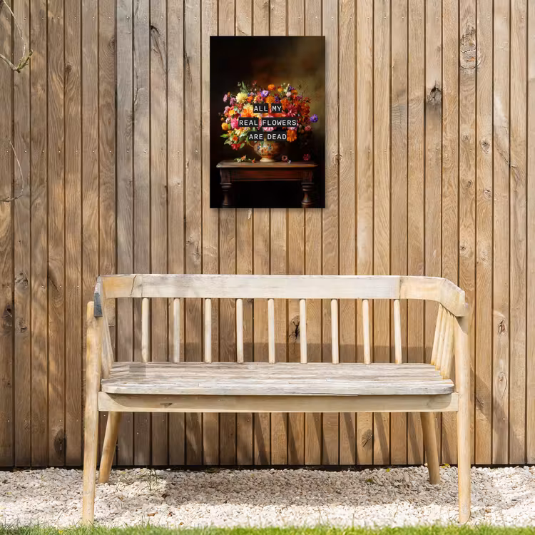 Kleur - Bloemen - Vintage - Bloemenvaas Tuinposter op houten frame 2 cm dik klein -sfeer4
