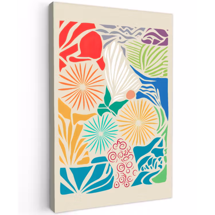 Kleurrijk - Abstract - Bloemen - Patronen Tuinposter op houten frame 2 cm dik klein -3d