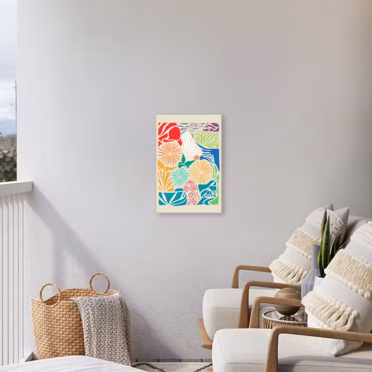Kleurrijk - Abstract - Bloemen - Patronen Tuinposter op houten frame 2 cm dik klein -sfeer1
