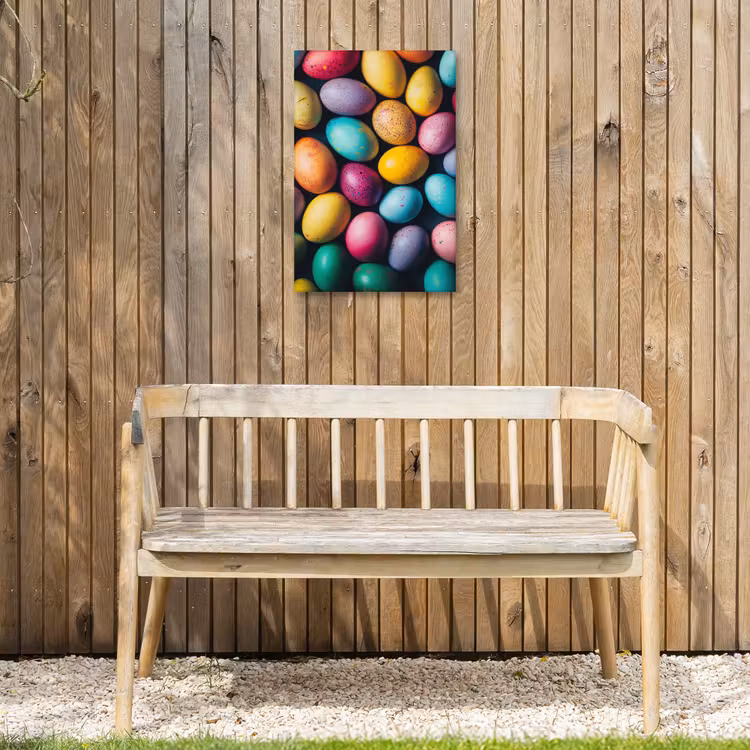 Kleurrijk - Paaseitjes - Spetters Tuinposter op houten frame 2 cm dik klein -sfeer4