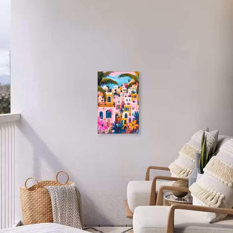Kleurrijk - Roze - Oranje - Geel - Bloemen Tuinposter op houten frame 2 cm dik klein -sfeer1