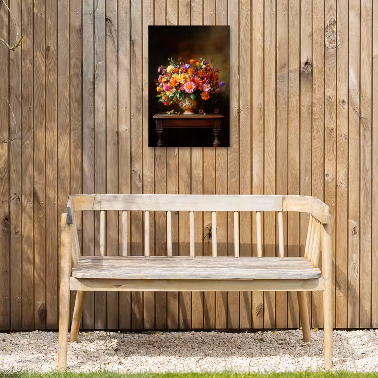 Kleuren - Boeket - Vaas - Hout Tuinposter op houten frame 2 cm dik klein -sfeer4