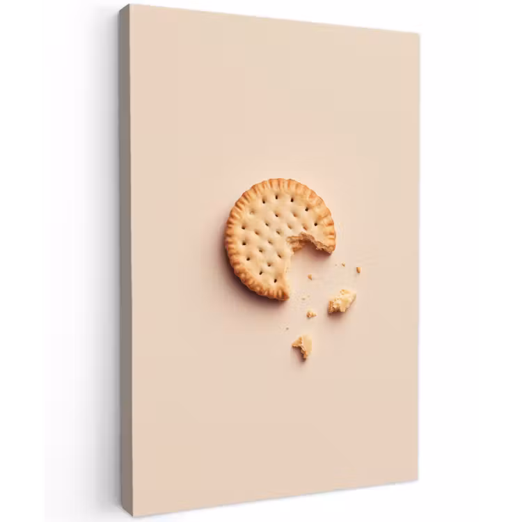 Koekje - Kruimels - beige Tuinposter op houten frame 2 cm dik klein -3d