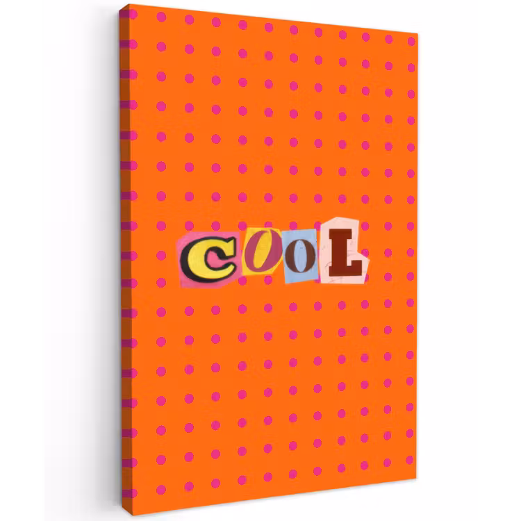 Cool - Stippen - Oranje Tuinposter op houten frame 2 cm dik klein -3d