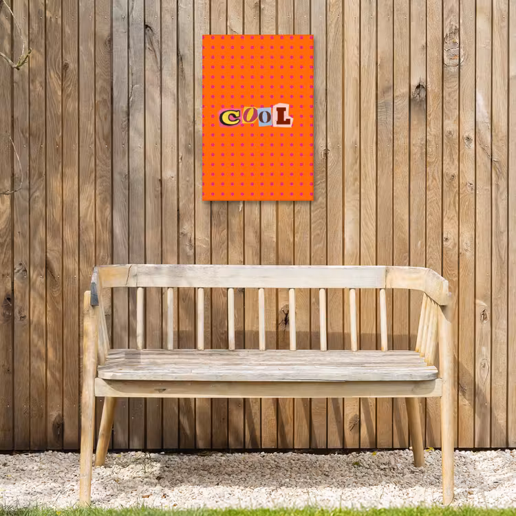 Cool - Stippen - Oranje Tuinposter op houten frame 2 cm dik klein -sfeer4