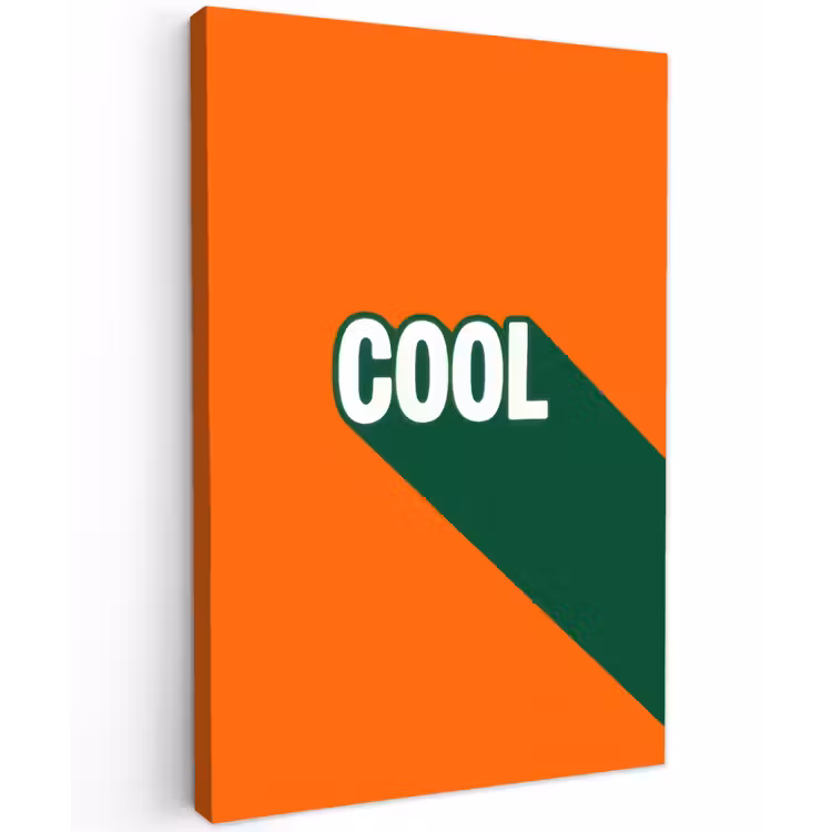 Cool - Oranje - Groen Tuinposter op houten frame 2 cm dik klein -3d