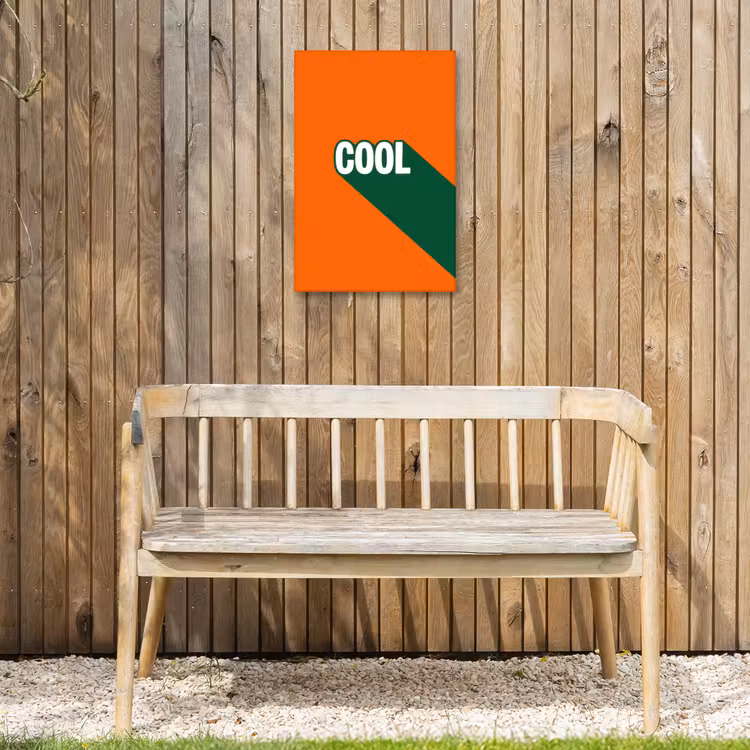 Cool - Oranje - Groen Tuinposter op houten frame 2 cm dik klein -sfeer4