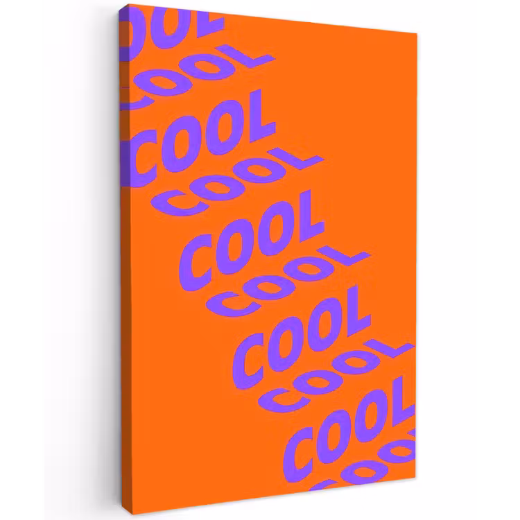 Cool - Paars - Oranje Tuinposter op houten frame 2 cm dik klein -3d