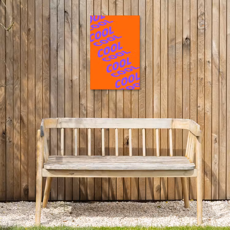 Cool - Paars - Oranje Tuinposter op houten frame 2 cm dik klein -sfeer4