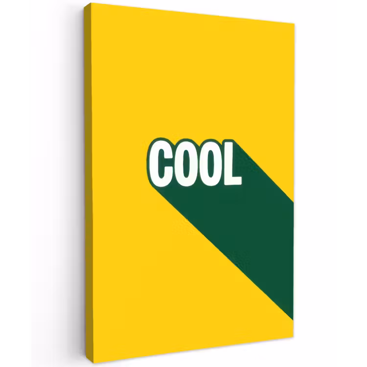 Cool - Geel - Groen Tuinposter op houten frame 2 cm dik klein -3d
