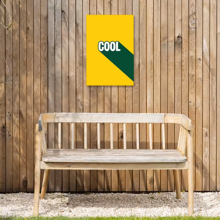 Cool - Geel - Groen Tuinposter op houten frame 2 cm dik klein -sfeer4