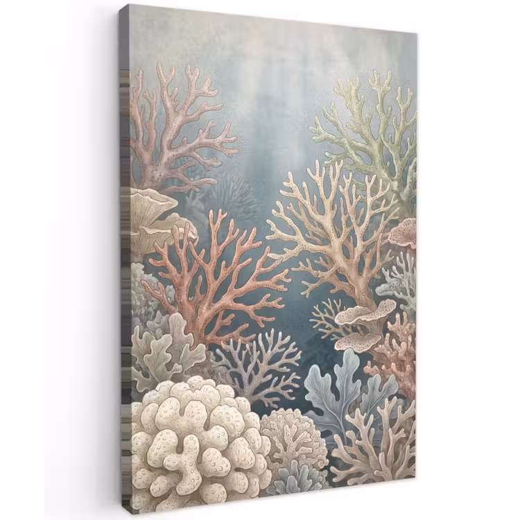 Koraal - Zeeleven - Onderwater - Illustratie - Natuur Tuinposter op houten frame 2 cm dik klein -3d