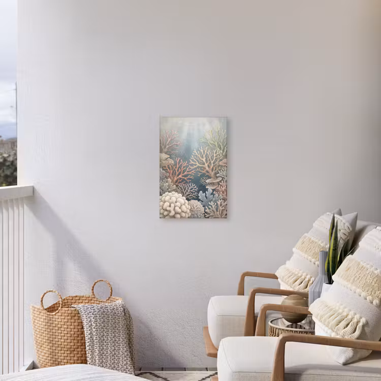 Koraal - Zeeleven - Onderwater - Illustratie - Natuur Tuinposter op houten frame 2 cm dik klein -sfeer1