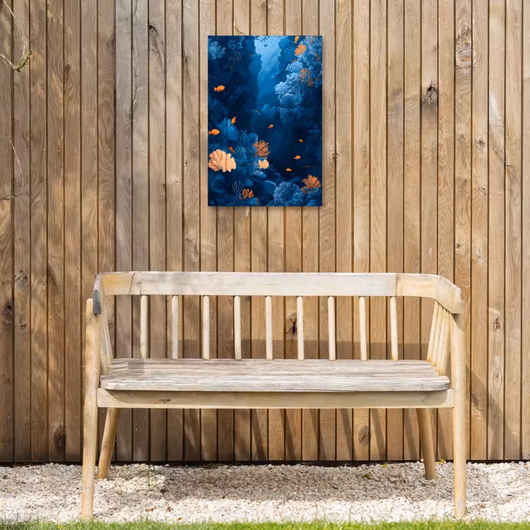 Koraalrif - Vissen - Oceaan - Blauw Tuinposter op houten frame 2 cm dik klein -sfeer4