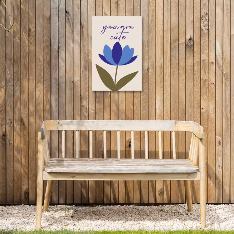 Korenbloem - Valentijn - Bloem - Blauw Tuinposter op houten frame 2 cm dik klein -sfeer4