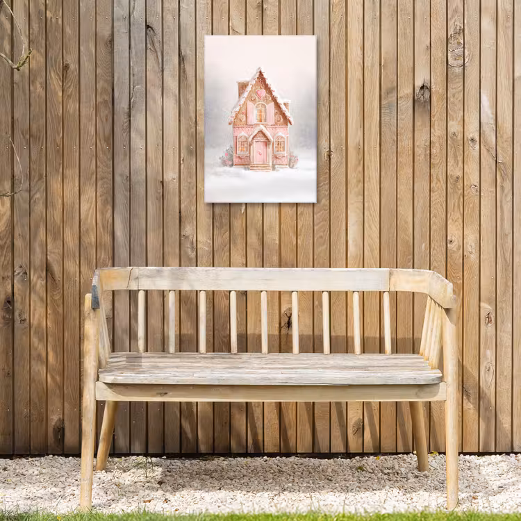 Huisje - Suiker - Pastel Tuinposter op houten frame 2 cm dik klein -sfeer4