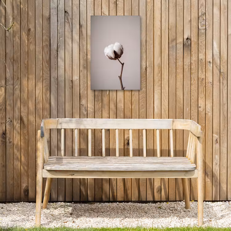 Katoenbol - Minimalistisch - Wit Tuinposter op houten frame 2 cm dik klein -sfeer4