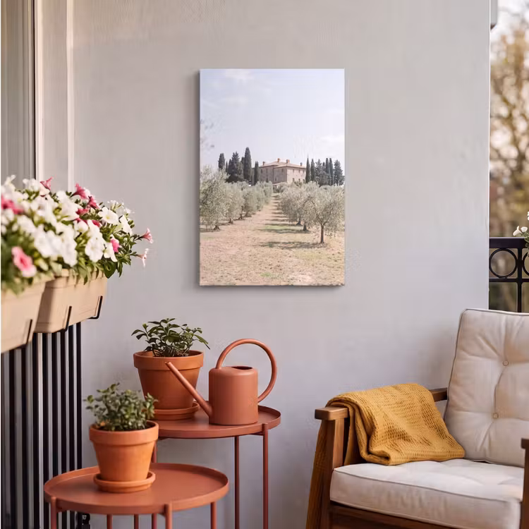 Outdoor Canvas Print - Country house - olive tree - orchard - Landhuis - olijfboom - gaard Tuinposter op houten frame 2 cm dik klein