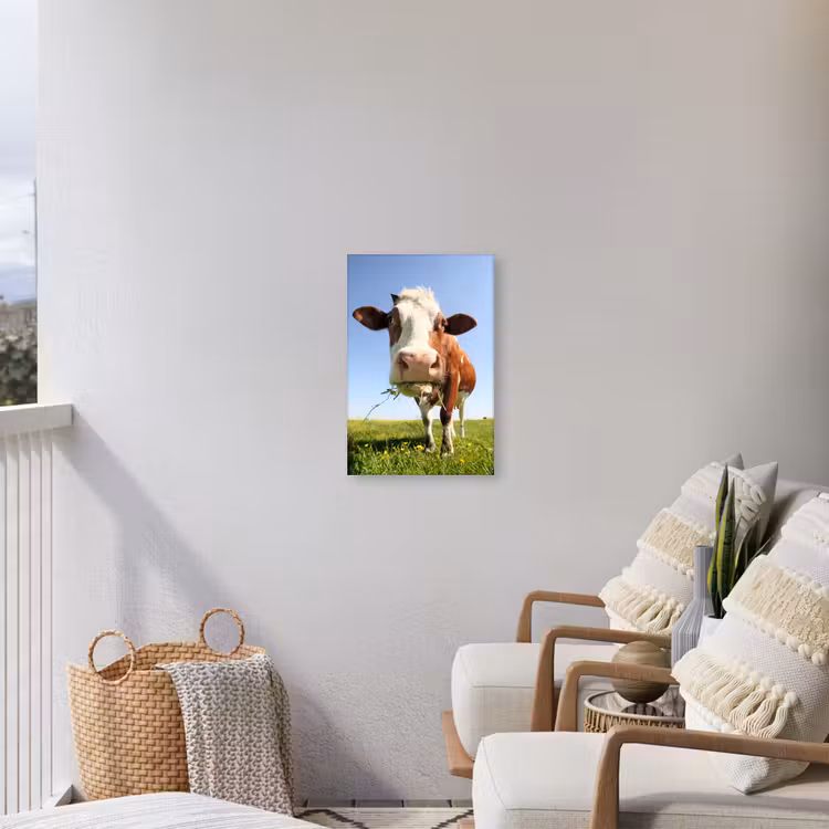 Koe in de Weide Tuinposter op houten frame 2 cm dik klein -sfeer1
