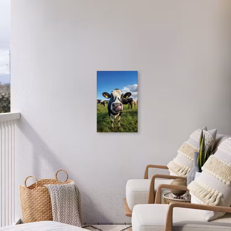 Koe - Tong - Weide Tuinposter op houten frame 2 cm dik klein -sfeer1