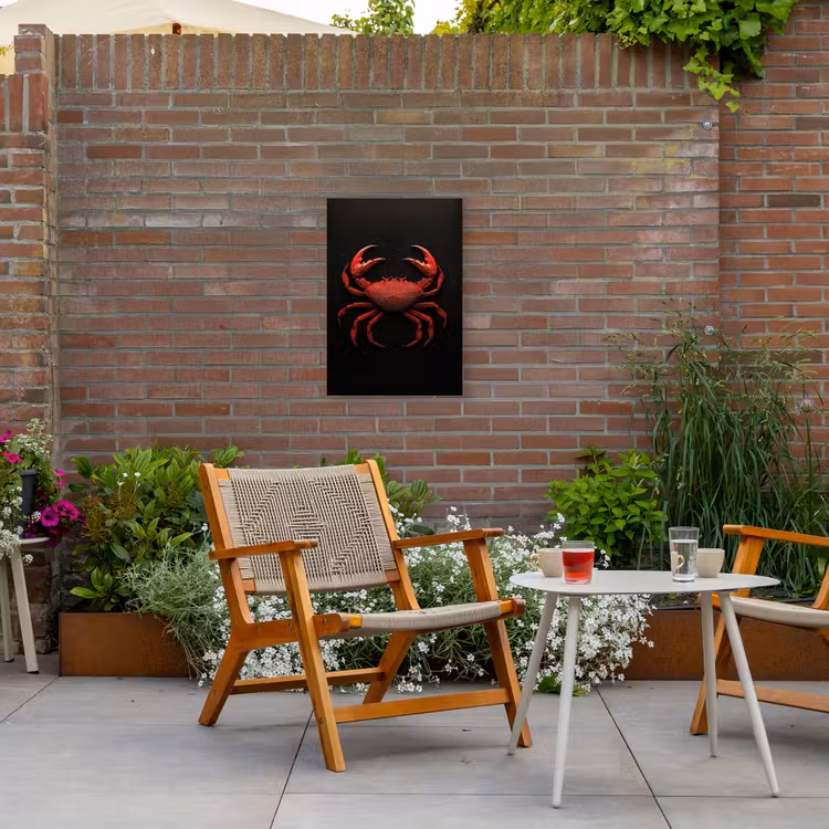 Krab - Rood - Vissen - Schaaldieren Tuinposter op houten frame 2 cm dik klein -sfeer3