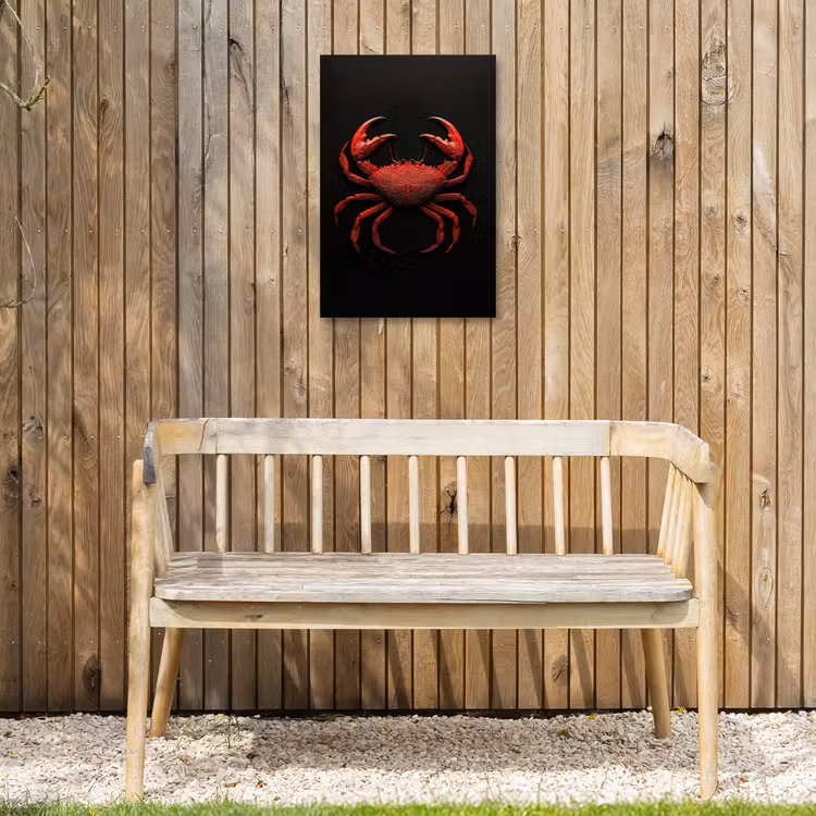 Krab - Rood - Vissen - Schaaldieren Tuinposter op houten frame 2 cm dik klein -sfeer4