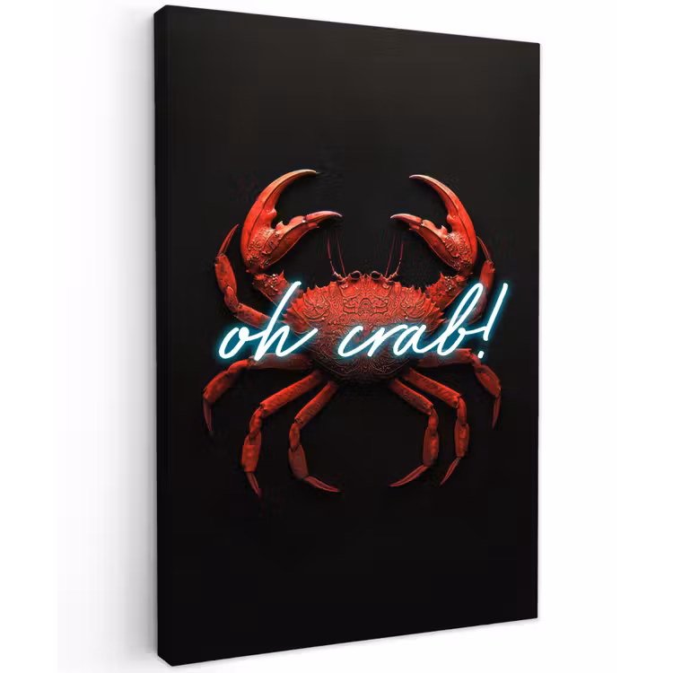 Krab - Rood - Neon - Quote Tuinposter op houten frame 2 cm dik klein -3d