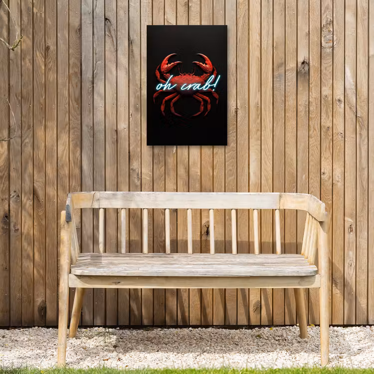 Krab - Rood - Neon - Quote Tuinposter op houten frame 2 cm dik klein -sfeer4