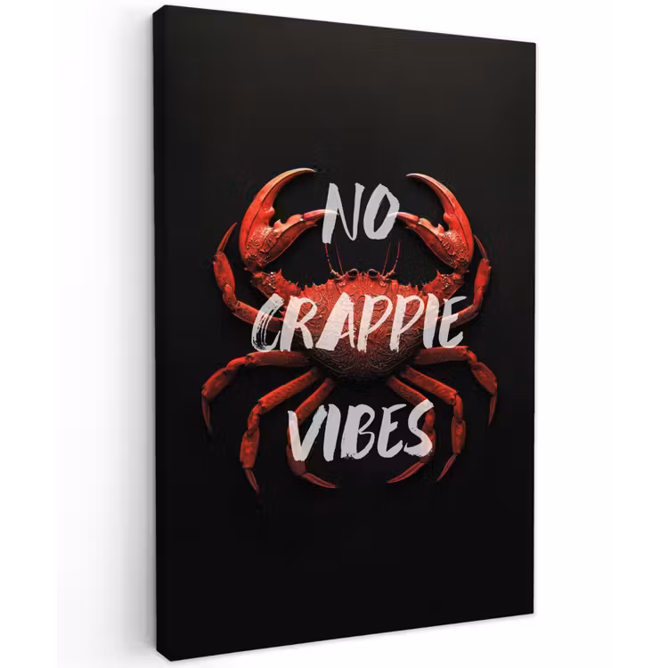 Krab - Rood - Tekst - Zwart Tuinposter op houten frame 2 cm dik klein -3d