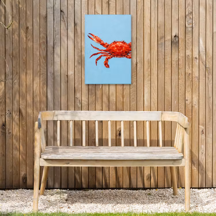 Krab - Zee - Dieren - Abstract - Rood Tuinposter op houten frame 2 cm dik klein -sfeer4