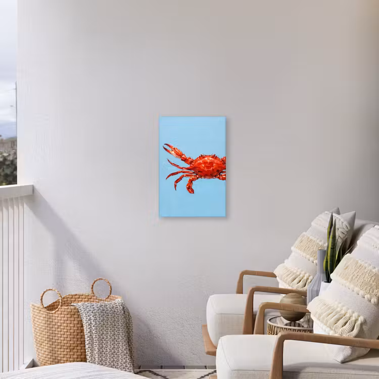 Krab - Zee - Dieren - Abstract - Rood Tuinposter op houten frame 2 cm dik klein -sfeer1