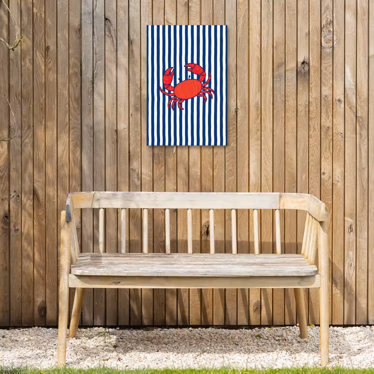 Krab - Strepen - Zeeleven - Illustratie - Rood Tuinposter op houten frame 2 cm dik klein -sfeer4
