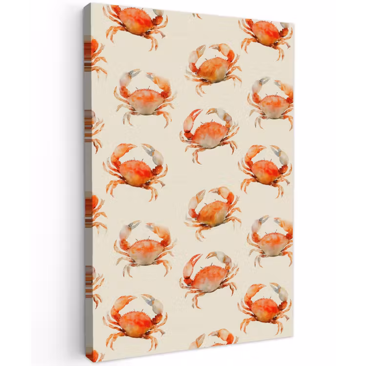 Krabben - Patroon - Oranje Tuinposter op houten frame 2 cm dik klein 841 -3d