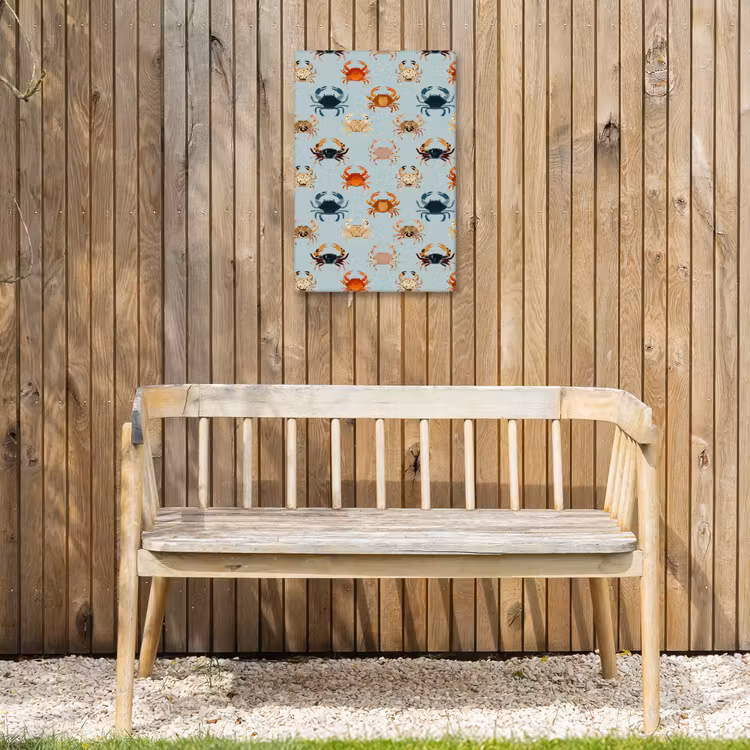Krabben - Speels - Kleurrijk Tuinposter op houten frame 2 cm dik klein 841 -sfeer4