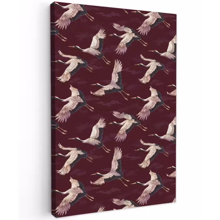 Kraanvogels - Klassiek - Bordeaux Tuinposter op houten frame 2 cm dik klein 841 -3d