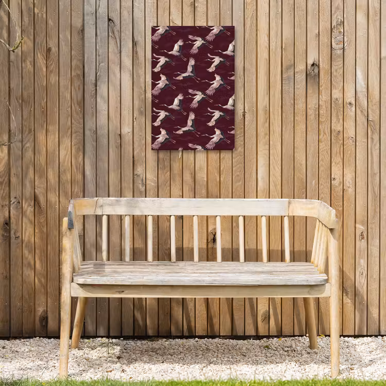 Kraanvogels - Klassiek - Bordeaux Tuinposter op houten frame 2 cm dik klein 841 -sfeer4