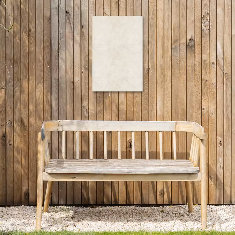 Crème - Egaal - Beton Tuinposter op houten frame 2 cm dik klein 841 -sfeer4