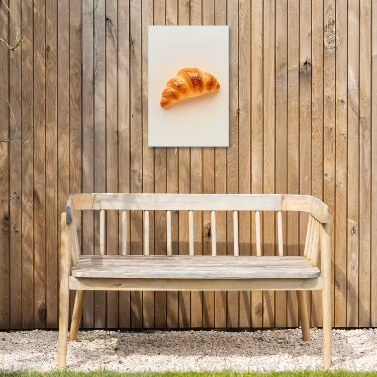 Croissant - Brood - Beige Tuinposter op houten frame 2 cm dik klein -sfeer4