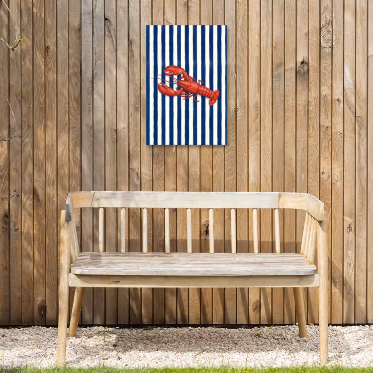 Schaaldier - Kreeft - Marine - Illustratie - Rood Tuinposter op houten frame 2 cm dik klein -sfeer4