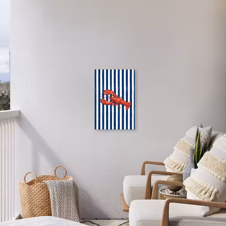 Schaaldier - Kreeft - Marine - Illustratie - Rood Tuinposter op houten frame 2 cm dik klein -sfeer1
