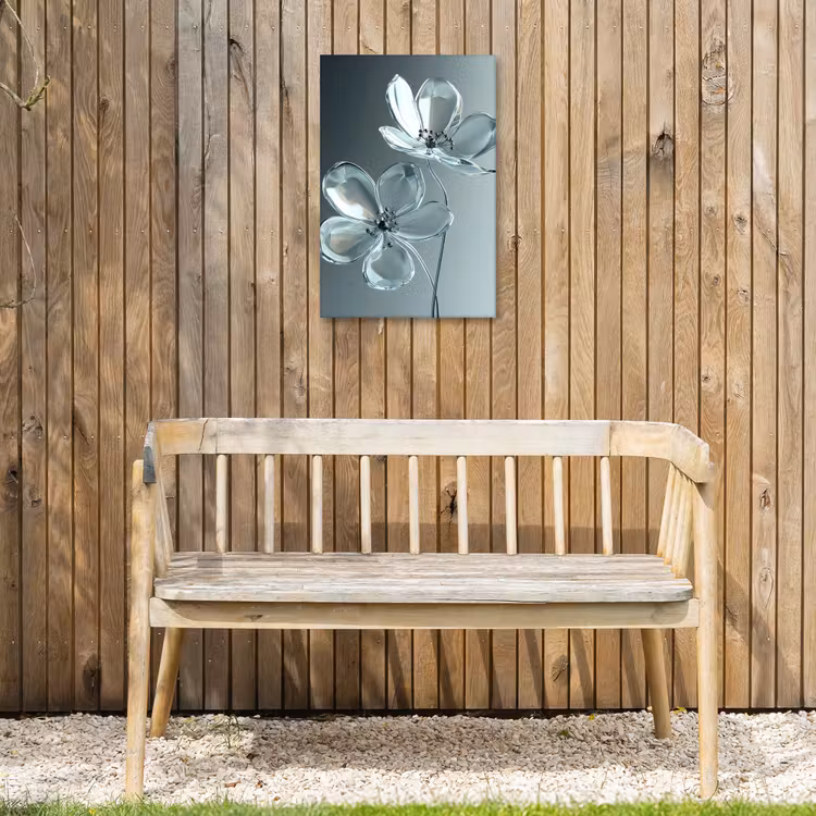 Kristal - Bloemen - Grijs Tuinposter op houten frame 2 cm dik klein -sfeer4