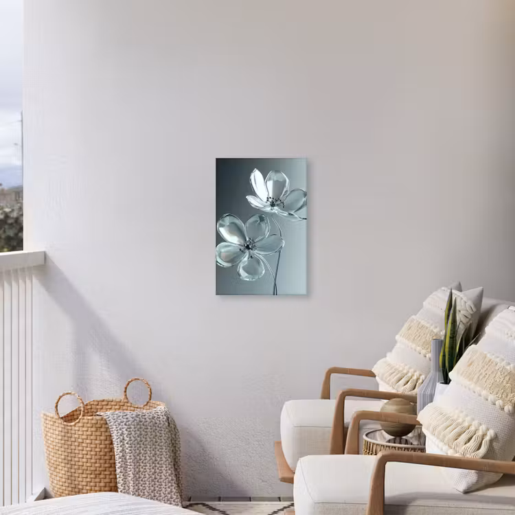 Kristal - Bloemen - Grijs Tuinposter op houten frame 2 cm dik klein -sfeer1