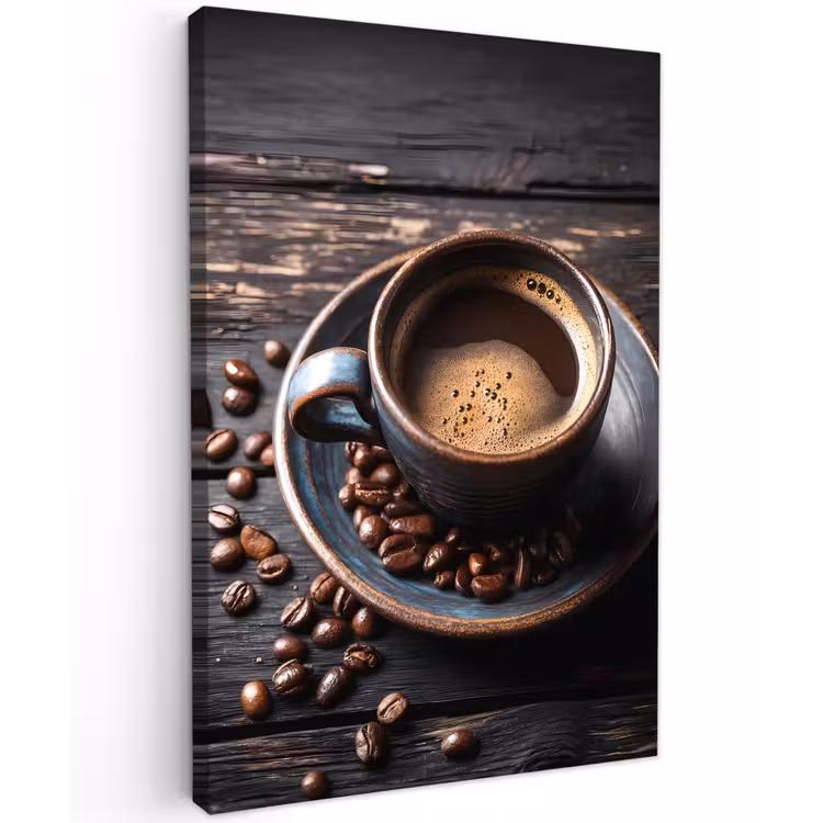 Kop - Koffie - Hout - Bonen Tuinposter op houten frame 2 cm dik klein -3d