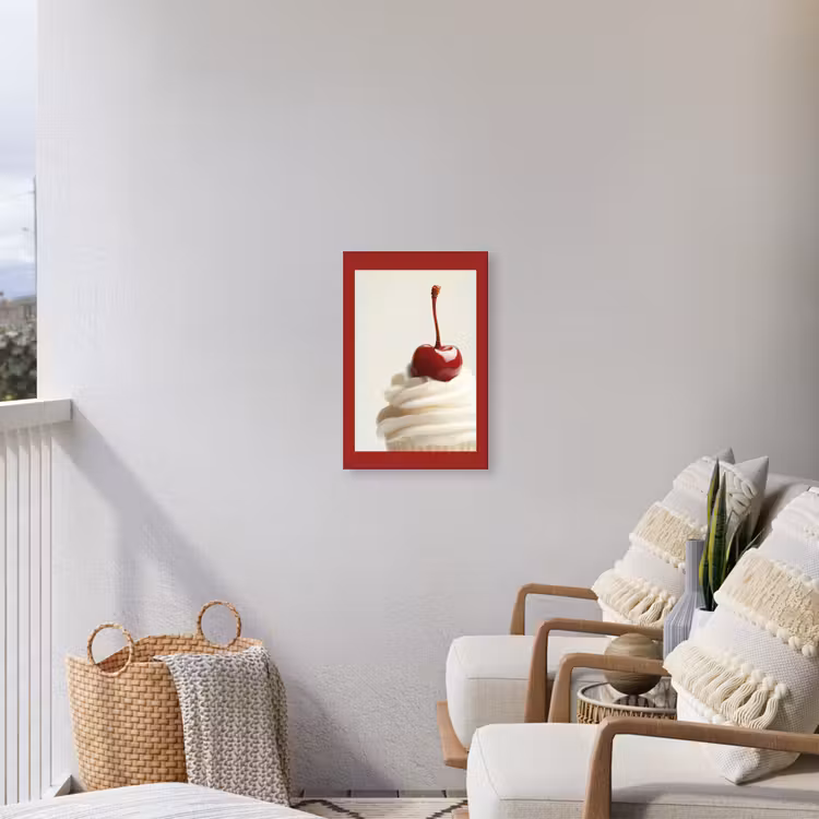 Cupcake - Kers - Rood Tuinposter op houten frame 2 cm dik klein -sfeer1