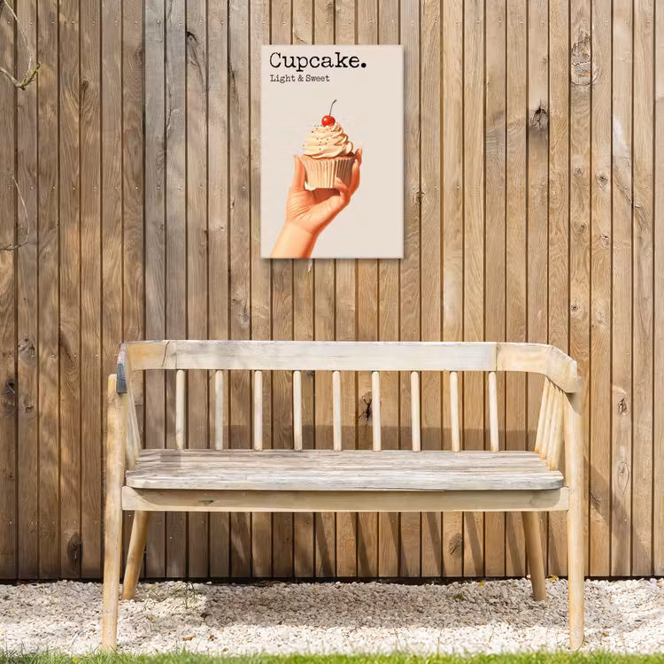 Cupcake - Zoet - Kers Tuinposter op houten frame 2 cm dik klein -sfeer4