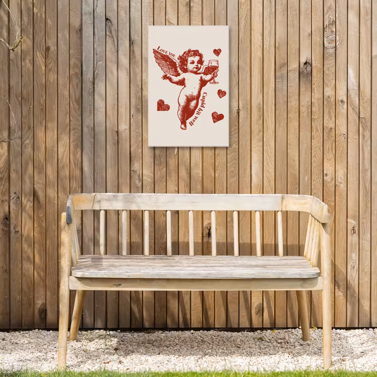 Cupido - Hartjes - Rood - Klassiek Tuinposter op houten frame 2 cm dik klein -sfeer4