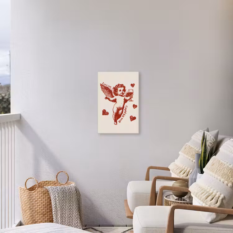 Cupido - Hartjes - Rood - Klassiek Tuinposter op houten frame 2 cm dik klein -sfeer1